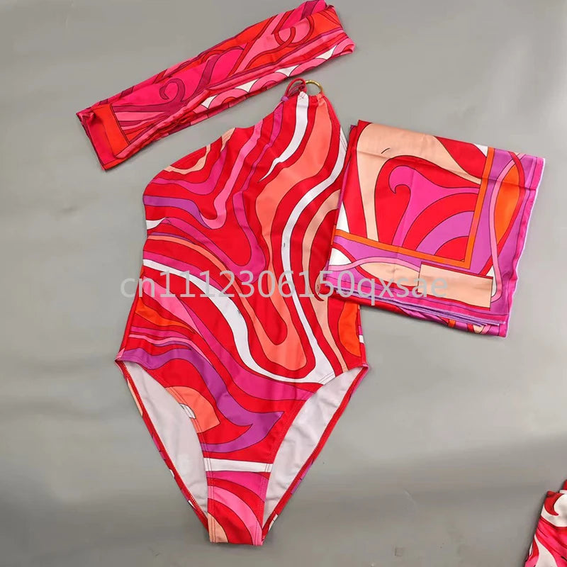 Luxury Design Women's Brown Headband Scarf Swimsuits with Letter Signature Logo Classic Brand Headband Bikini Sets Beachwear