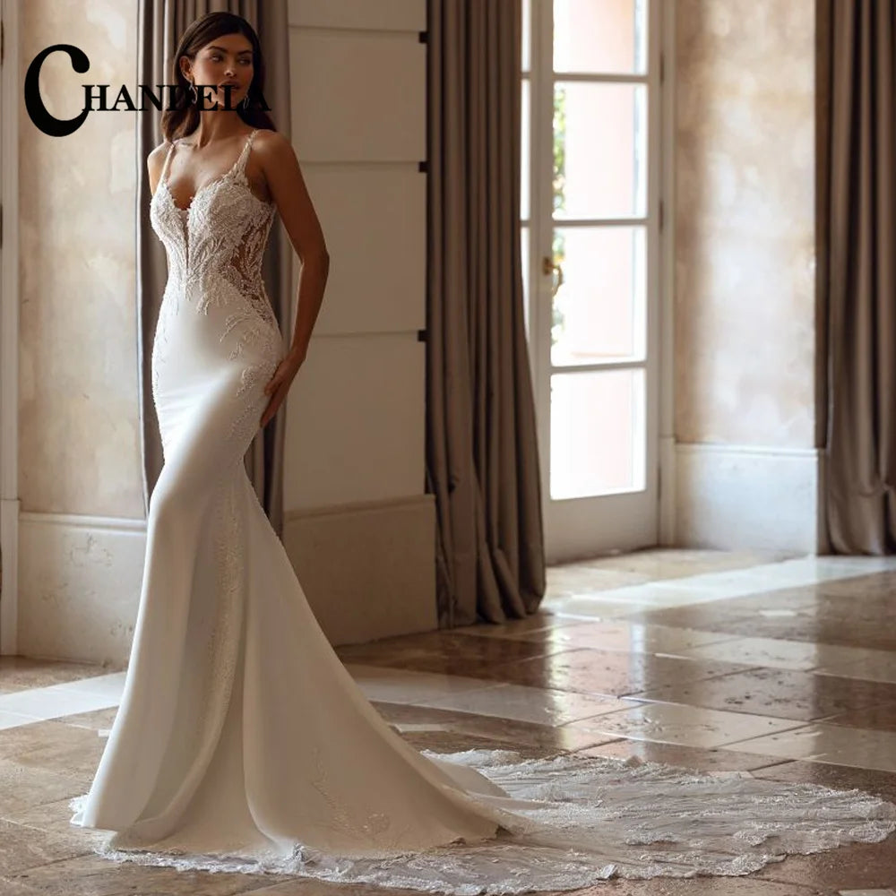 CHANDELA Off The Shoulder Princess Beach Wedding Dress For Women 2025 Sleeveless Bride Ruffles Bridal Gown Vestidos Customised
