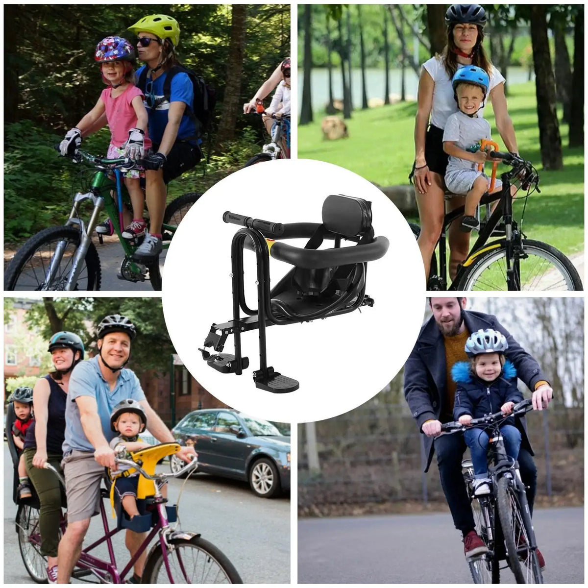 Front Mounted Child Bike Seat Easy Installation Kids Bike Seat with Guardrail Cycling Accessory Padded Padding