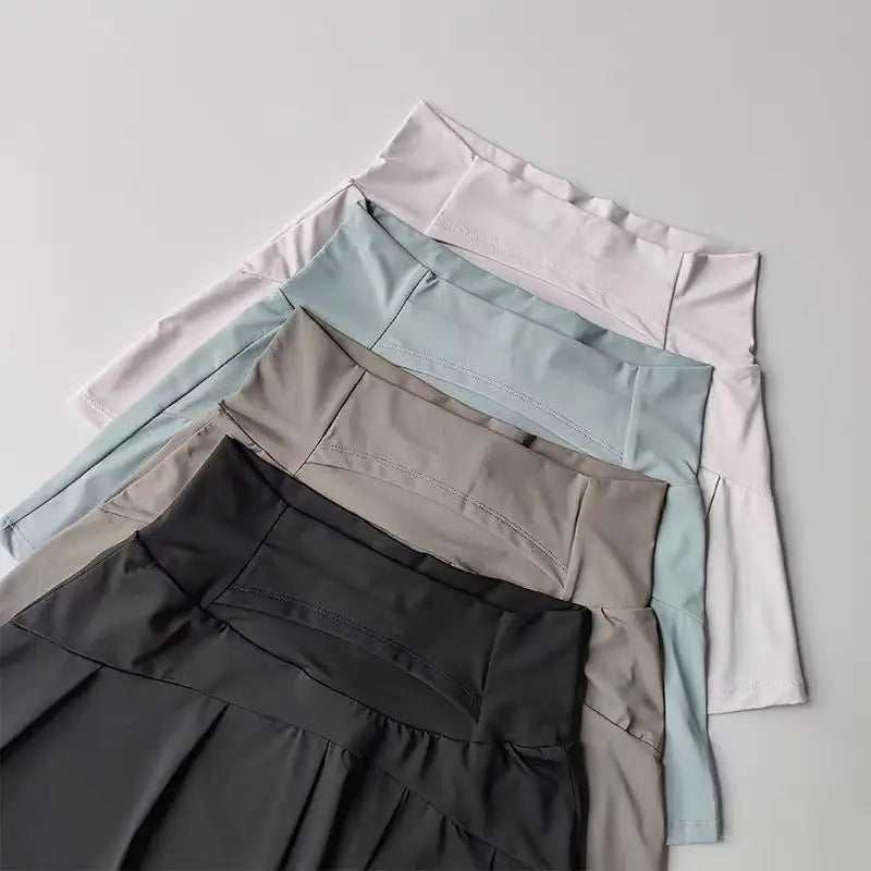 Women High Waist A-Line Skort with Built-in Shorts Cooling Quick-Dry Anti-Exposure Summer Athletic Skirt Yoga Gym Running