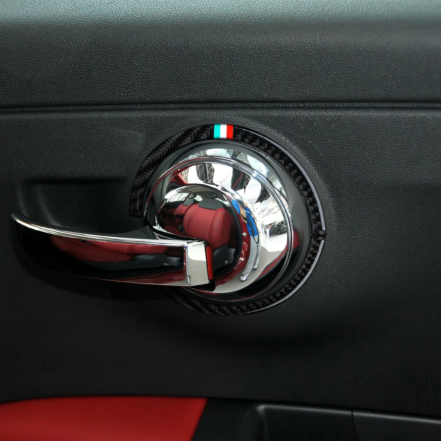Car Inner Door Bowl Decorative Strip For Fiat Abarth 500 500C 500e 595 595C 695C Carbon Fiber Interior Sticker Car Accessories