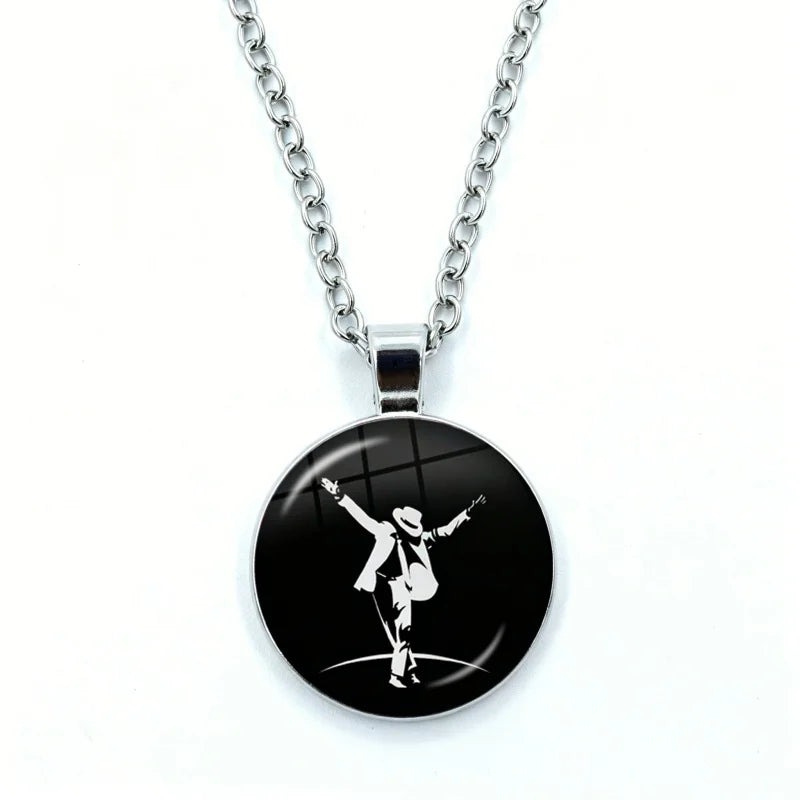 Thriller Dangerous M-Michael J-Jackson Necklace for Women Jewelry Cabochon Glass Pendant Fashion Statement Necklace