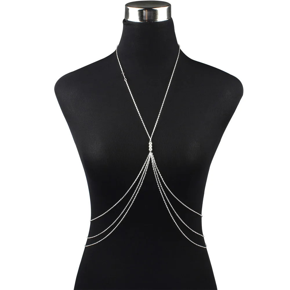 Simple Sexy Chest Chain Bikini Belly Chains for Women Cross Waist Chains Female Body Suit Girl Fashion Beach  Jewelry