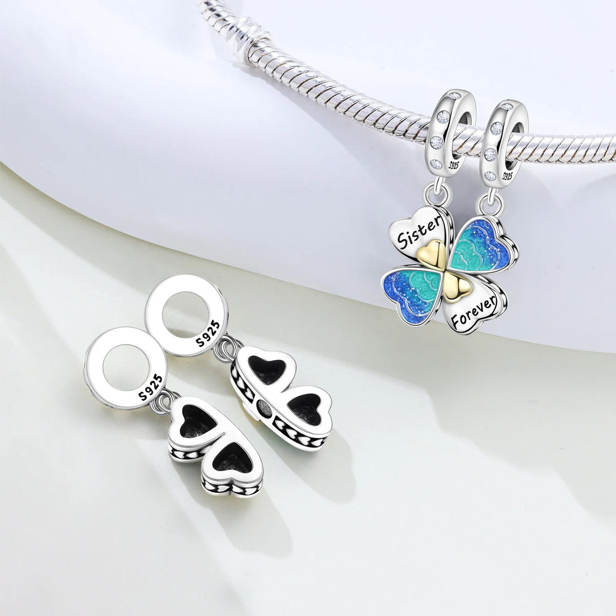 925 Sterling Silver Two-tone Symmetrical Angel Wing Pendant Necklace for Women Lucky Symbol Original Jewelry Party Couple Gift