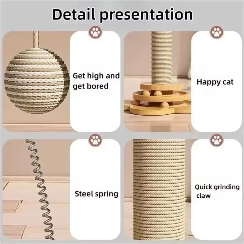 Cat Scratch Pole Sisal Cats Scratcher Turntable Cat tree Toy Grab Column Pet Supplies Climbing Frame Cats Scratch Boards