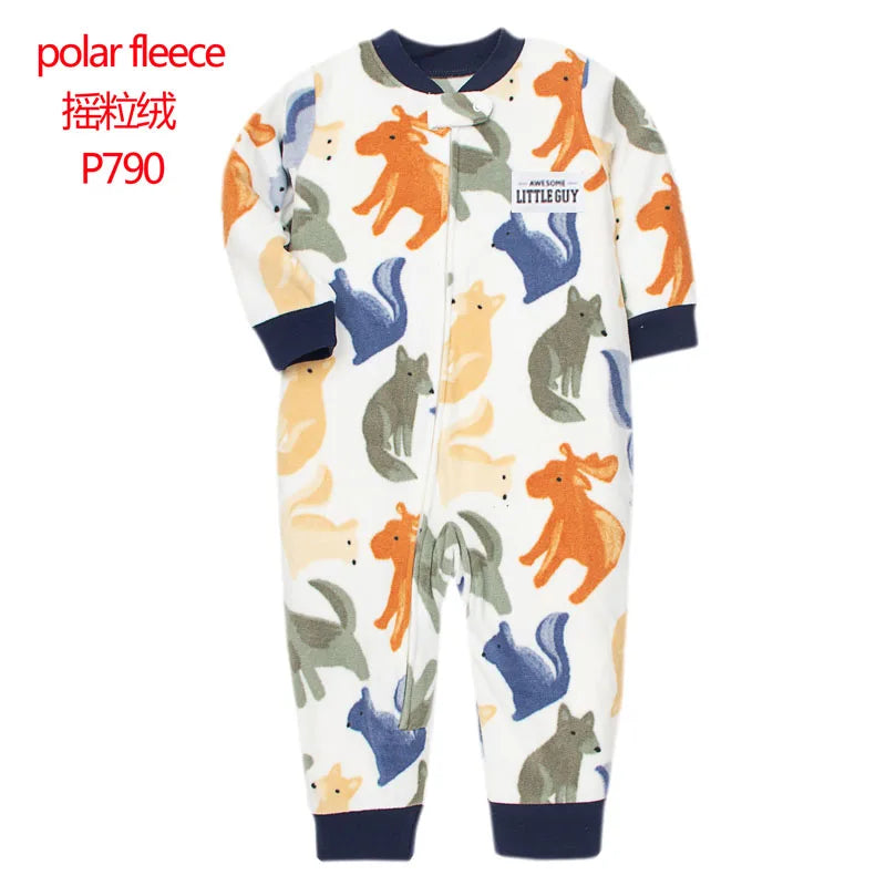 24M Toddler Baby Clothes Romper Children Fleece Outdoor Clothing Winter Warm Climbing Jumpsuit Zipper One-piece Coverall Pajamas