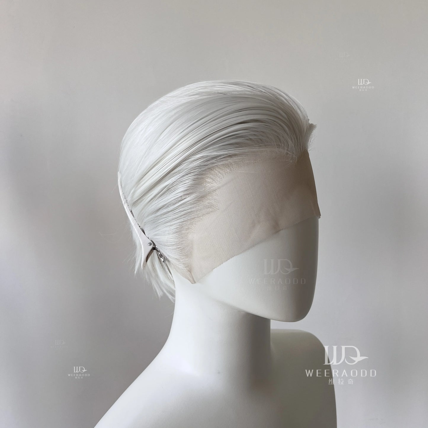 White Wig Short 8Inch 13*4 Lace Front Wig for Man Sliver Blonde Heat-resistant Fiber Hair Wig for Cosplay Synthetic Wigs