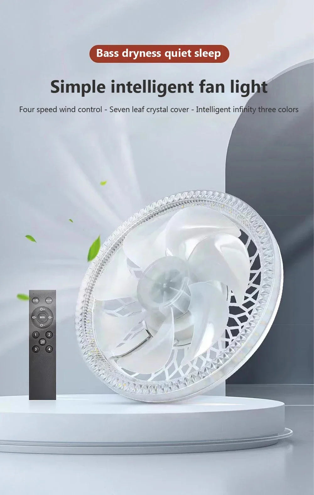 Modern Ceiling Fan With LED Light And Remote Control E27 Fan Lamp 4 Speed 360° Circulating Air For Kitchen Room Home Lighting