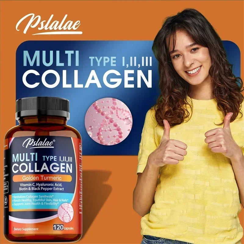 Multi Collagen Peptides Capsules - Supports Skin, Hair, Joint Health, Promote Collagen Production, Delay Aging,Enhances Immunity