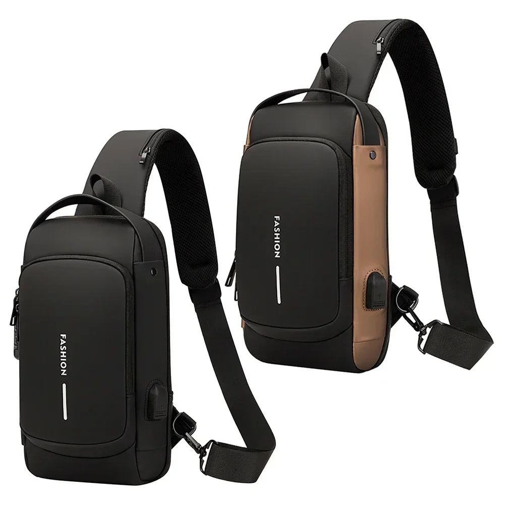 Multifunction Designer Anti-theft USB Shoulder Bag Crossbody Travel Sling Pack Messenger Pack Chest Bag Male Luxury Brand Men