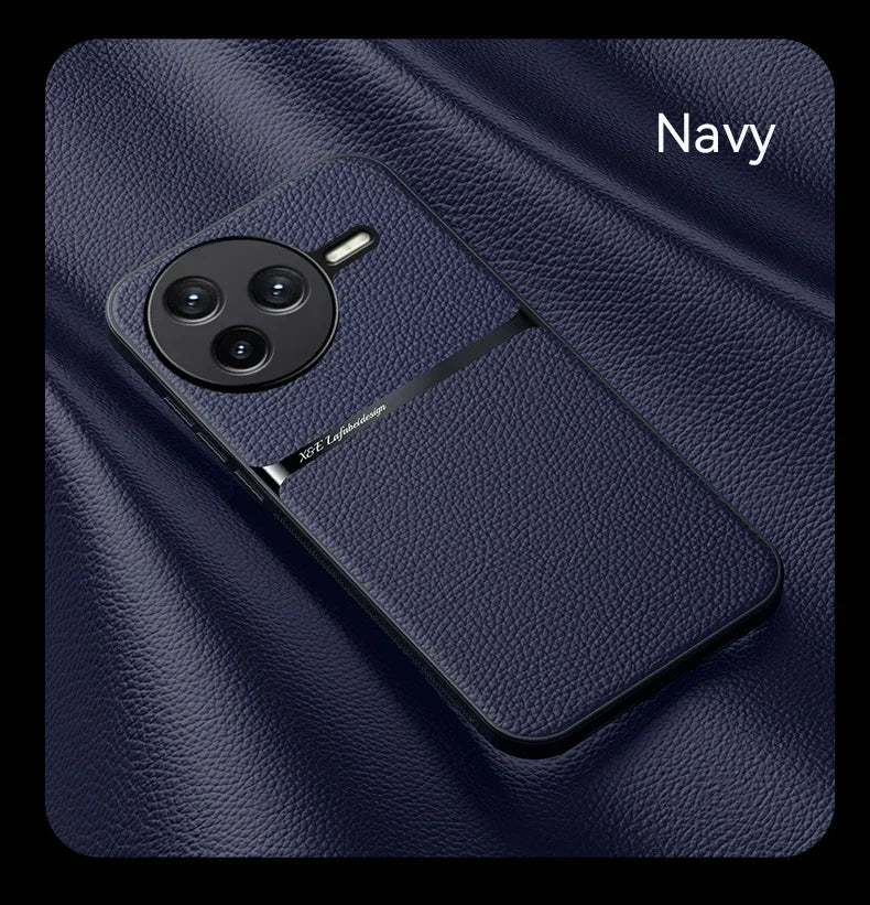 Car Magnetic Hilder Texture Leather Case For POCO F7 Ultra Soft Silicone Protection Shockproof Cover