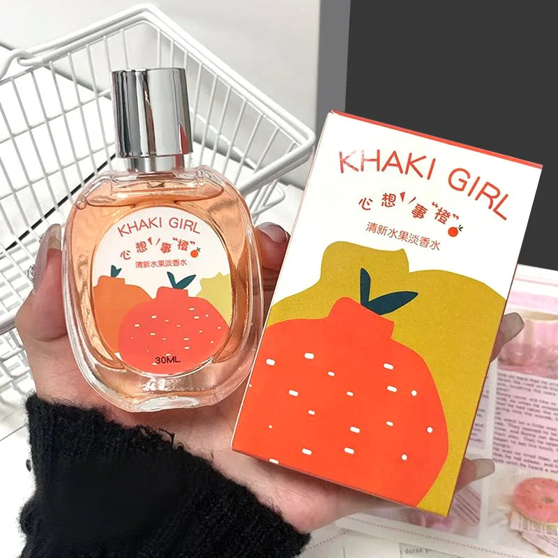 Young Girl Fruity Fragrance Women Perfume Light Long Lasting Sweet Scent of Grape Strawberry Orange 30ml Portable Fruity Perfume
