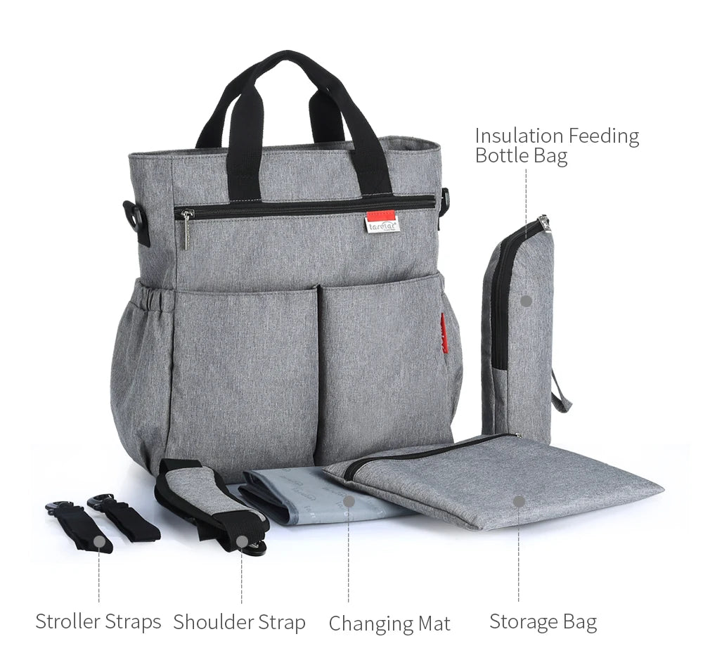 Fashionable Insular Baby Diaper Bag for Mothers Waterproof Multifunctional Nappy Organizer with Stroller Strap Changing Bag