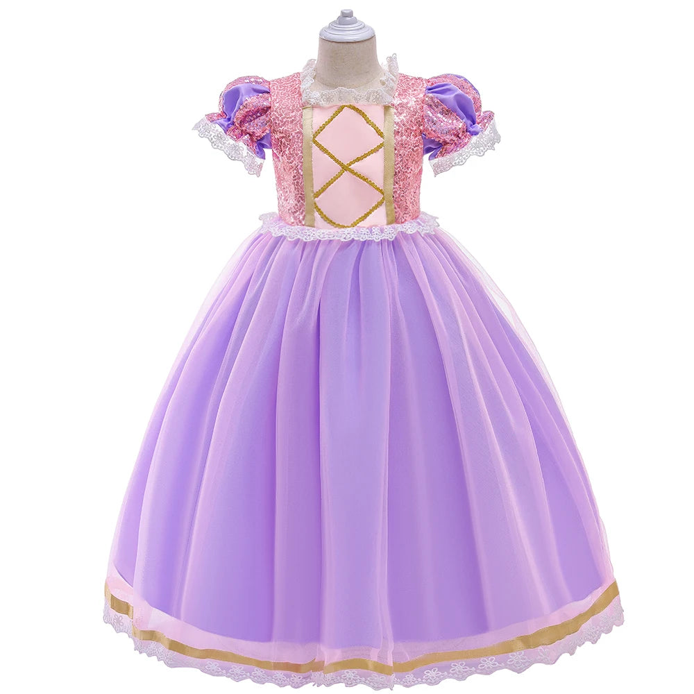 Rapunzel Halloween Costume for Girls Carnival Cosplay Kids Clothes Party Birthday Princess Dress Lace Wedding Christmas Costumes