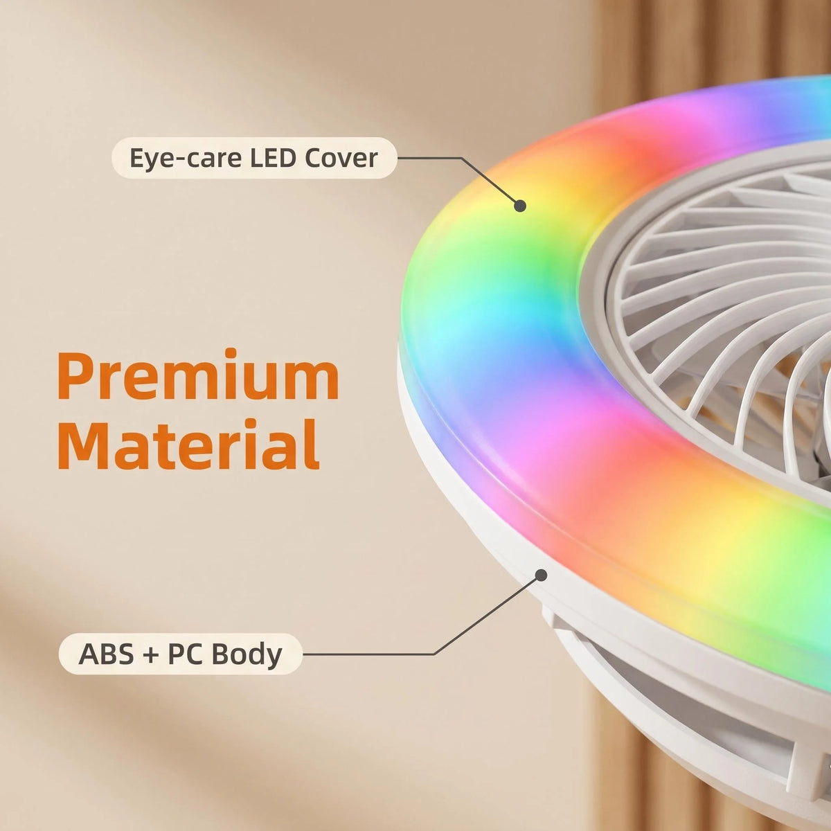 Smart Remote Controlled Ceiling Fan RGB Light AC220V– Variable Frequency Motor with Stepless Speed & Color Temperature Adjustmen