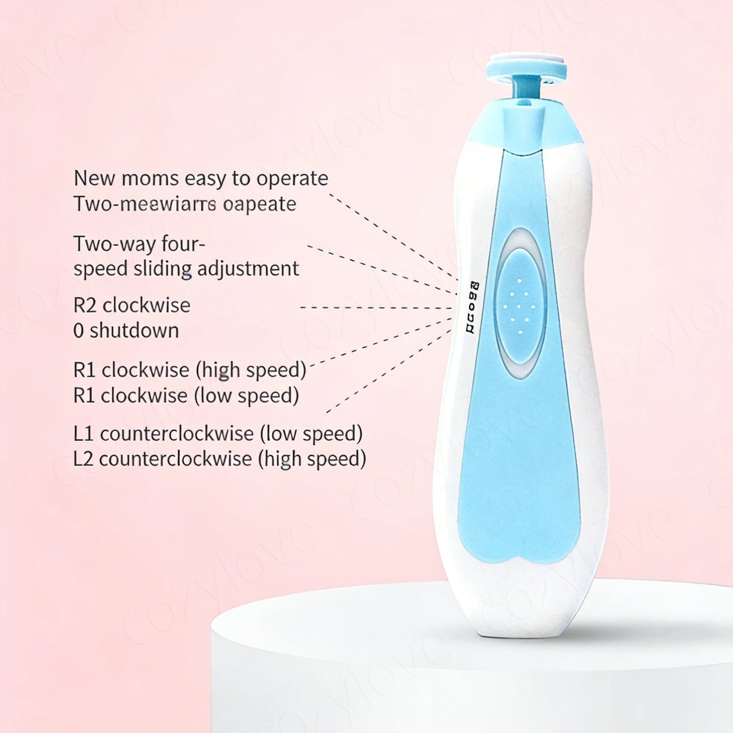 Electric Baby Nail Trimmer Set with 6 Grinding Heads | Safe Infant Nail File for Newborns & Toddlers, 4 Color Options