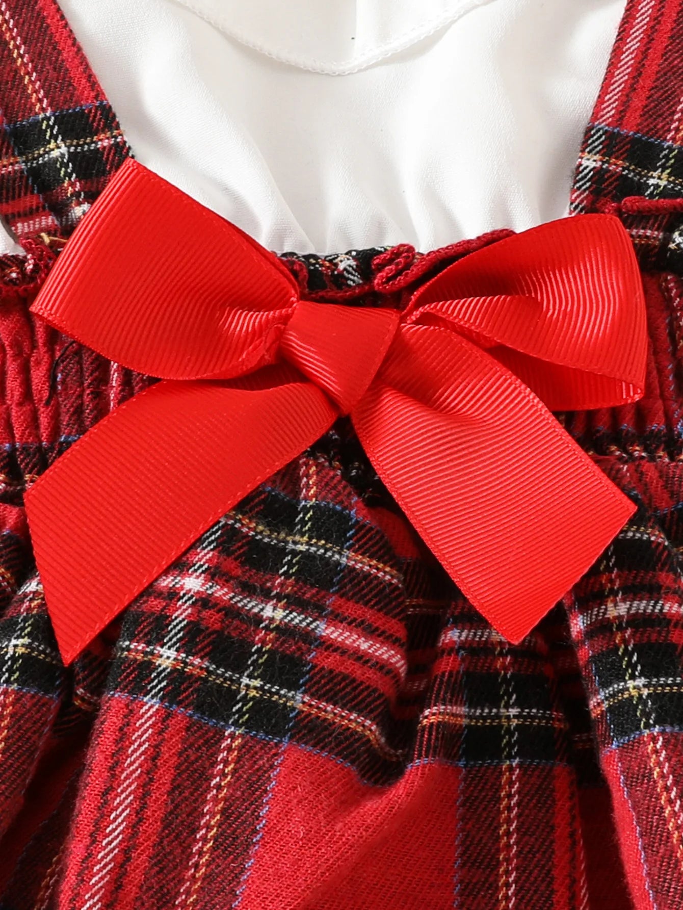 Ceeniu Baby Christmas Romper Dress Girls Lace Collar Patchwork Red Plaid Bodysuit For Newborns My First New Year Girl Clothes