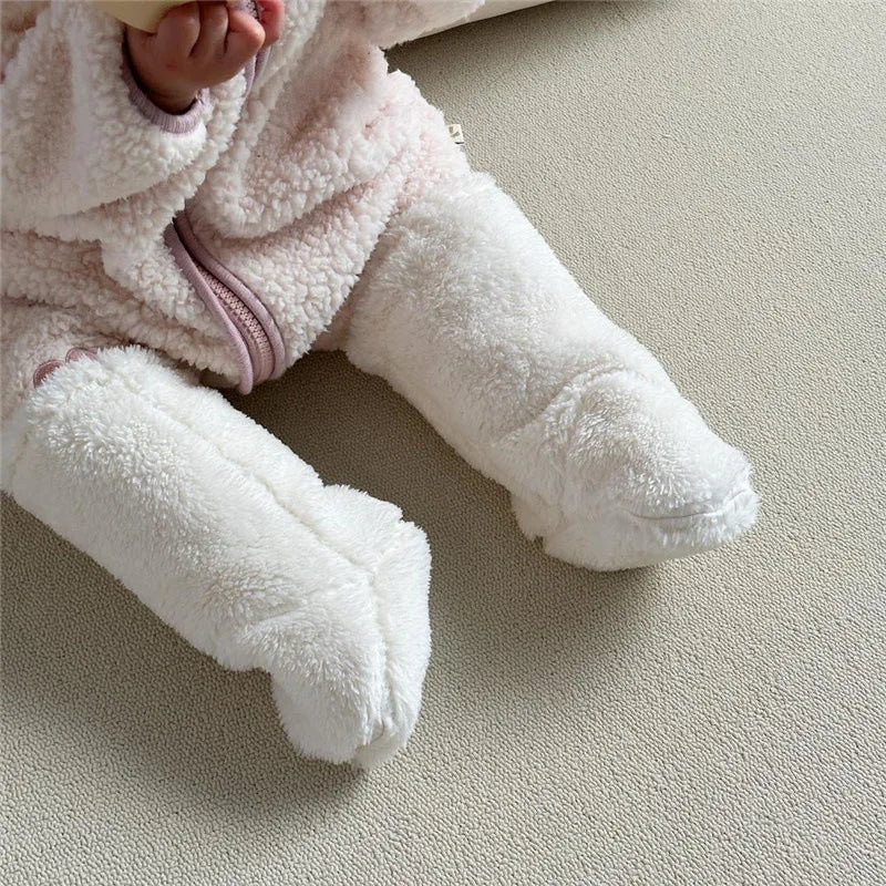 Winter New Baby Fleece Padded Socks Warm Thicken Toddler Girls Floor Socks Cartoon Embroidery Infant Sock Sleeves