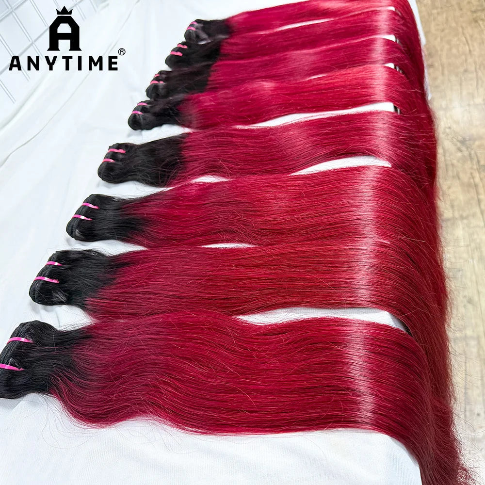 8-30 Inch T1B/99J Straight Human Hair Weaving Bundles 100g/Bundle High Quality Hair Extensions for Black Women