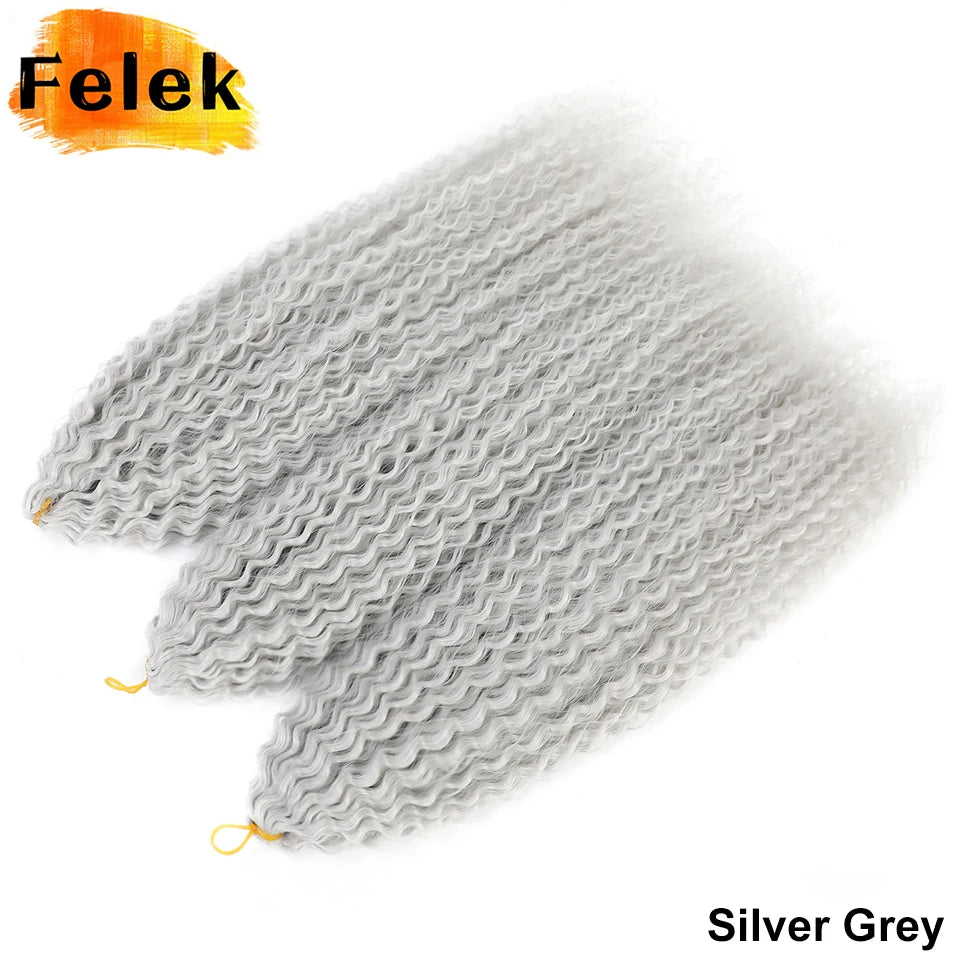 3-7Pcs Synthetic Brazilian Crochet Braids Hair for Women 20-28" Ombre White African Curls Kinky Curly Braiding Hair Extensions
