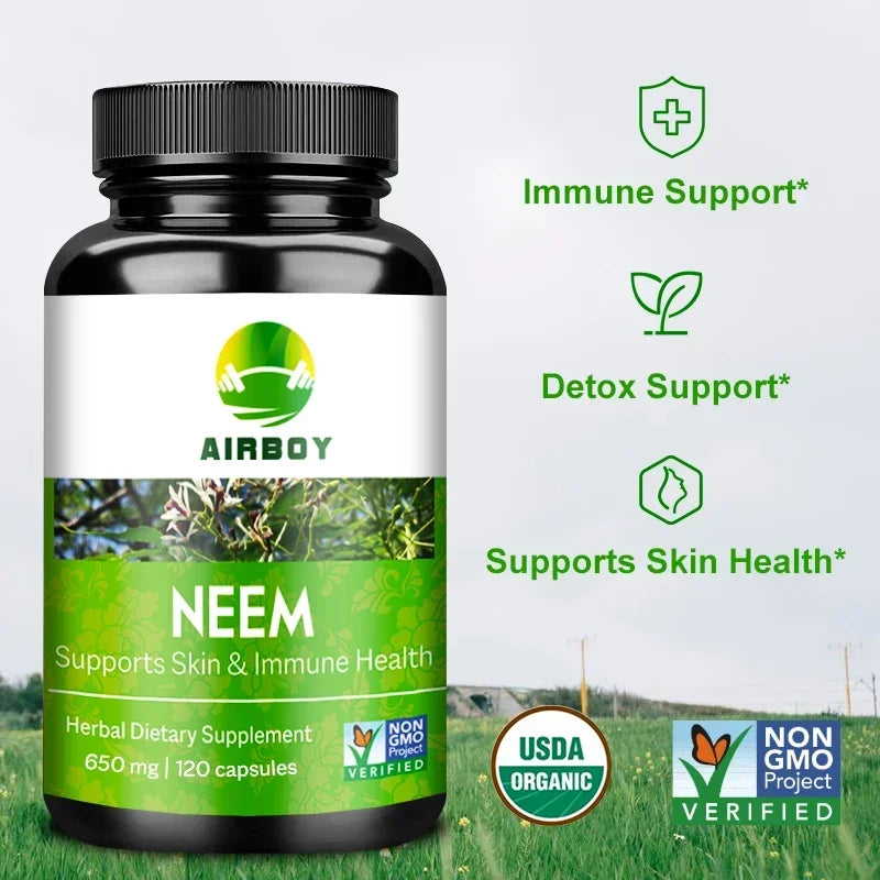 Organic Neem Supplement - Supports Skin, Immune, & Liver Health, Detox