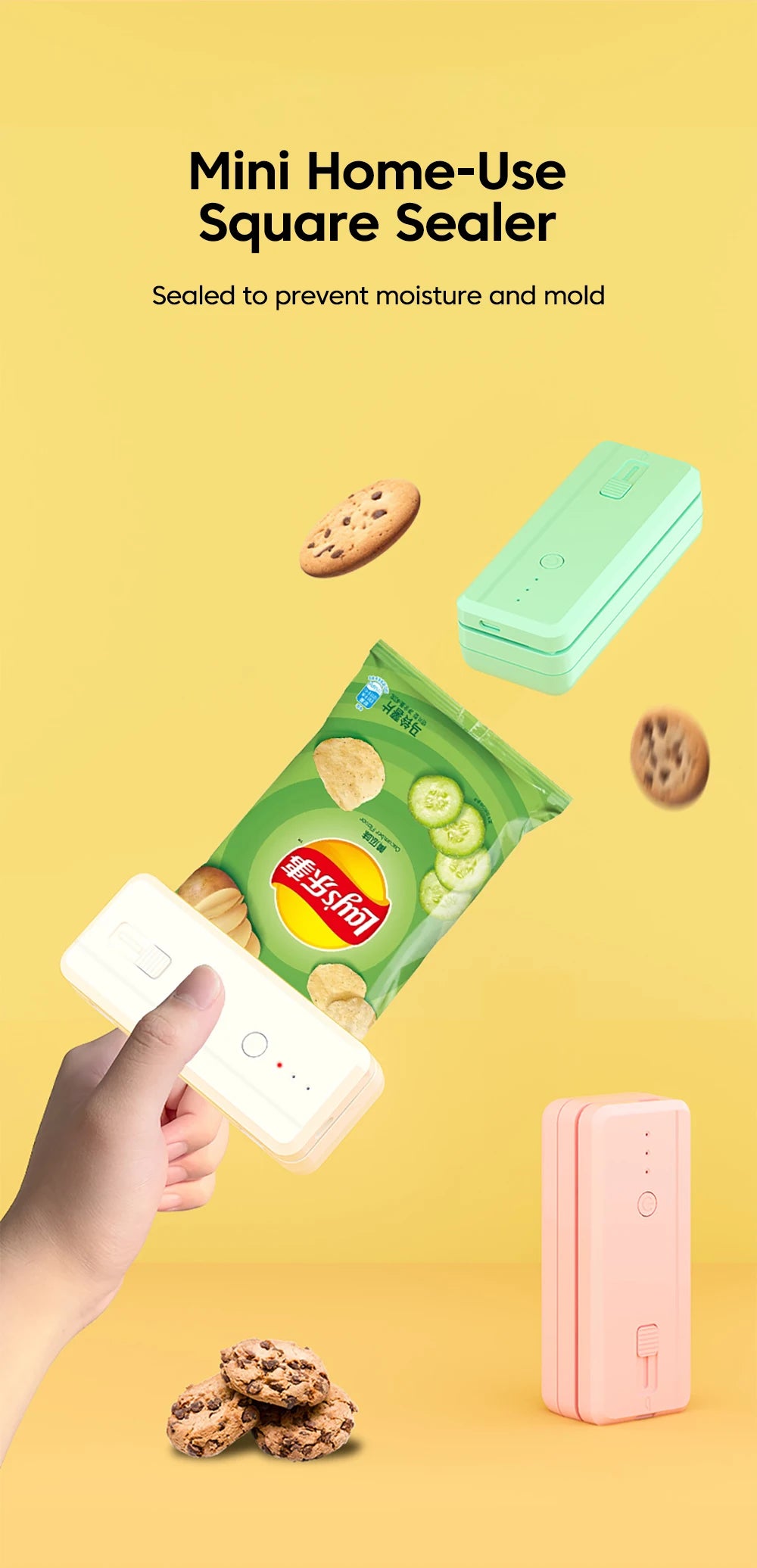 Portable Mini Sealer 2 in 1 Food Plastic Package Bags Sealing Machine USB Rechargeable Magnetic Handheld Plastic Bag Heat Sealer