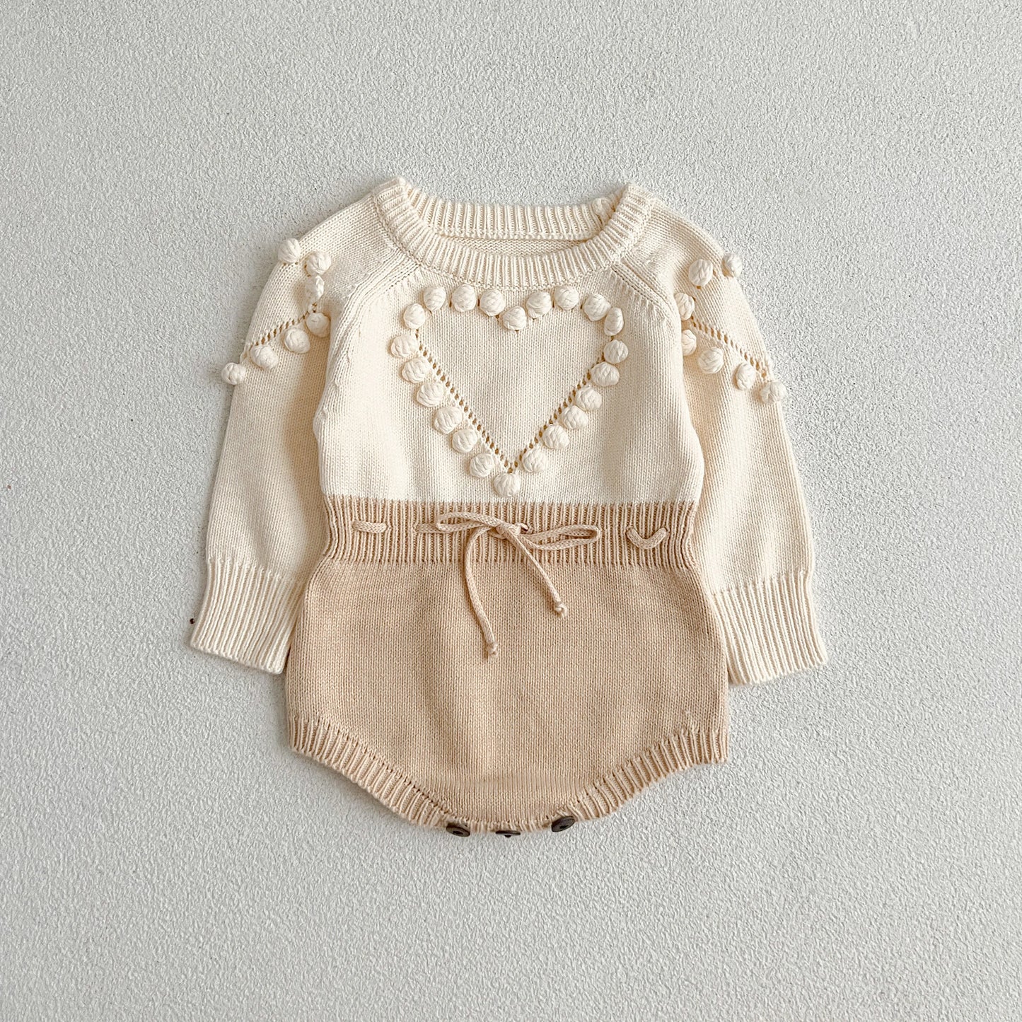 Autumn Lovely Heart Jumpsuit Infant Baby Girl Knitted Clothes Love Romper Bodysuit Outfit Spring Cotton Knitted Sweater Bodysuit
