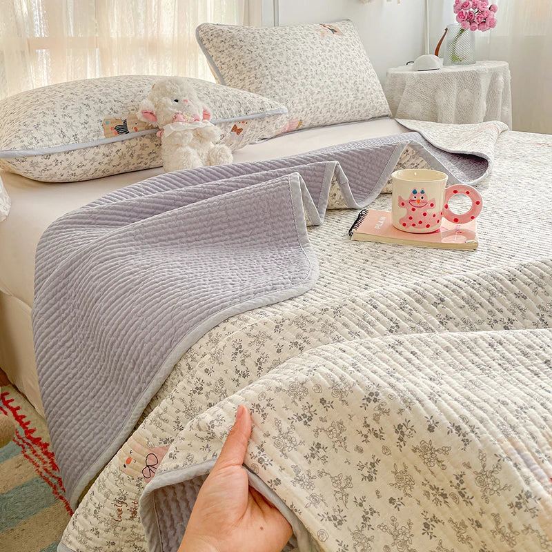 100% Cotton Bed Cover Thicken Bedspread Skin-friendly Printed Blanket Quilted Bedsheet Soft Bedspreads Cubrecama (No Pillowcase)