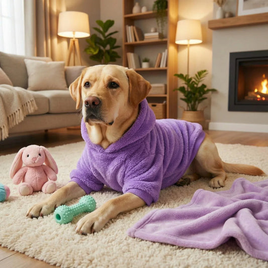 Winter Warm Pet Dog Clothes Soft Dog Plush Outdoor Coat Labrador Outdoor Golden Retriever Clothing With Hat