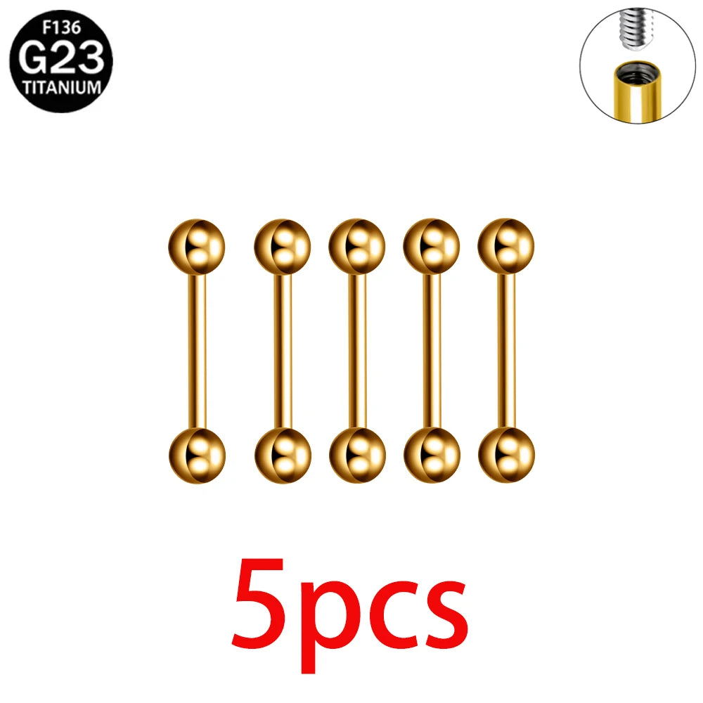 1/5/10pcs Titanium Tongue Ring Piercings External Threaded Industrial Barbell Tongue Bar Tragus Helix Ear Piercing Body Jewelry