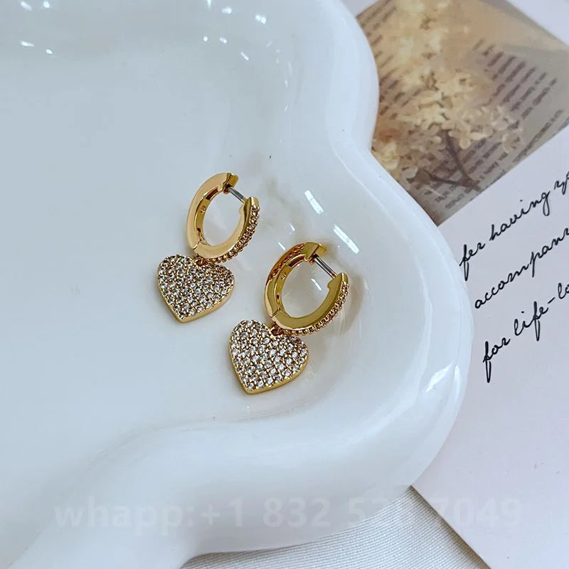 1:1 KS Jewelry Gold Stud Earrings For Women Fashion Jewelry Birthday Gift