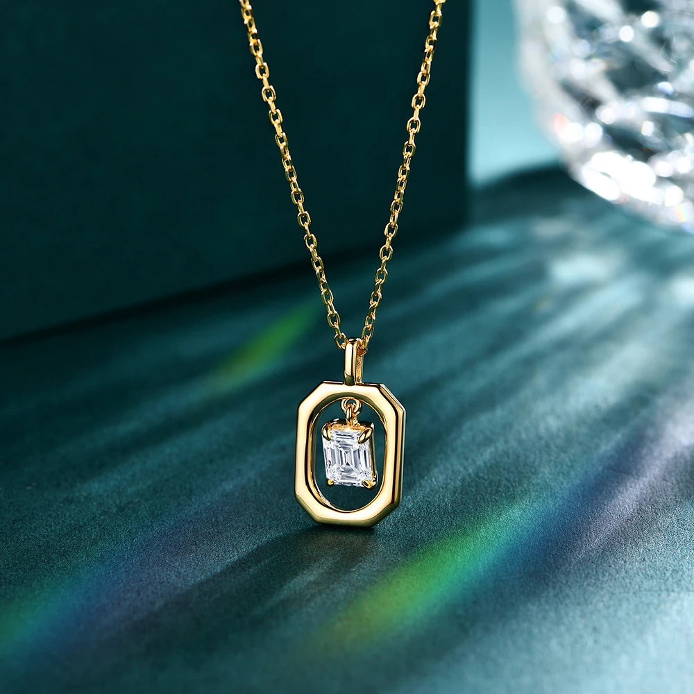 ATTAGEMS Top Quality Moissanite Diamond Necklace for Women Solid 10k 14k 18k Yellow Gold Penant Fine Jewelry Gifts Wholesale New