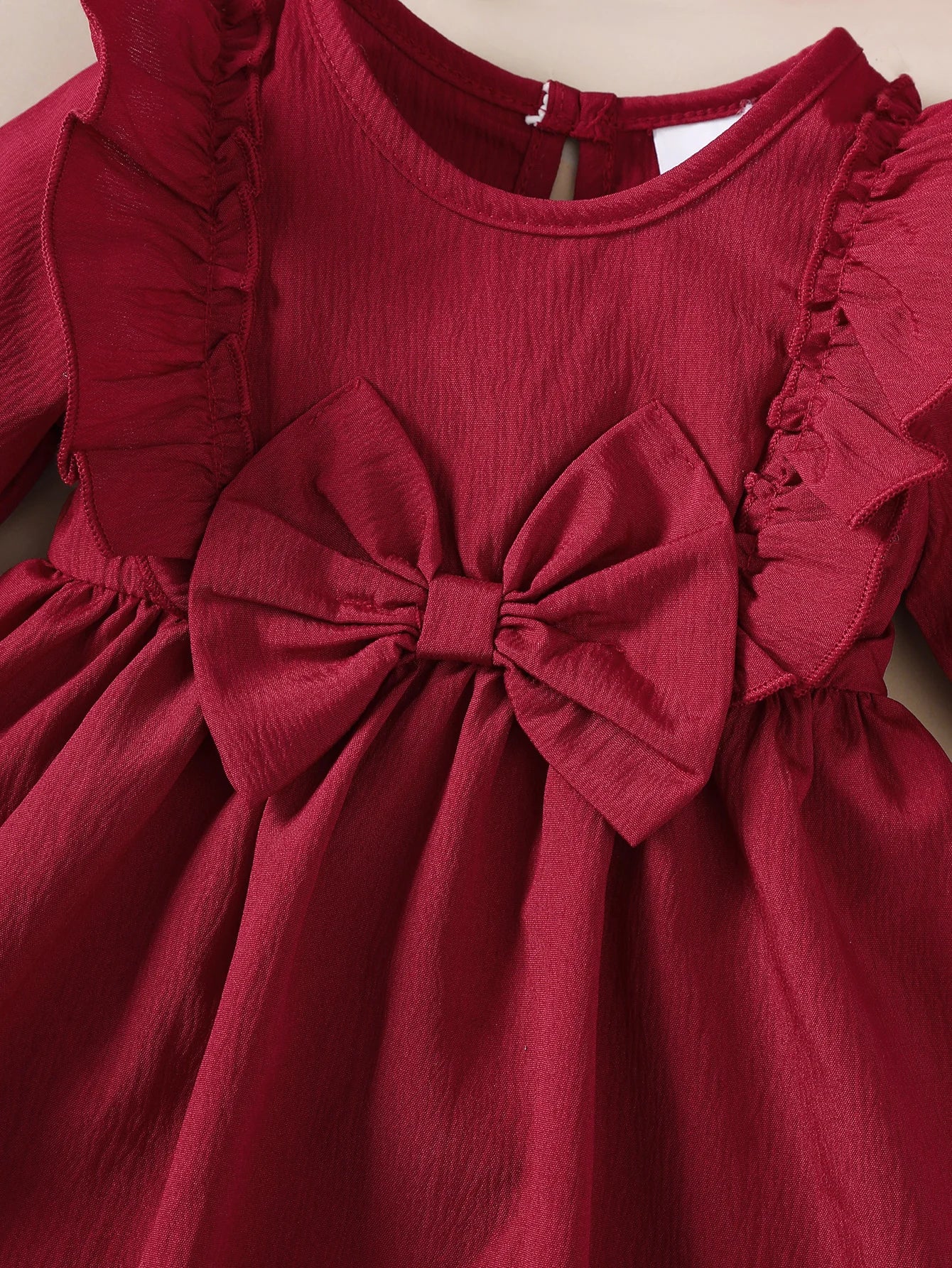 Baby girl Autumn Dress Ruffled Edges and Bow, Long sleeved Dress+Headband for 0-18 Months Cute Baby girl Holiday Party Costume