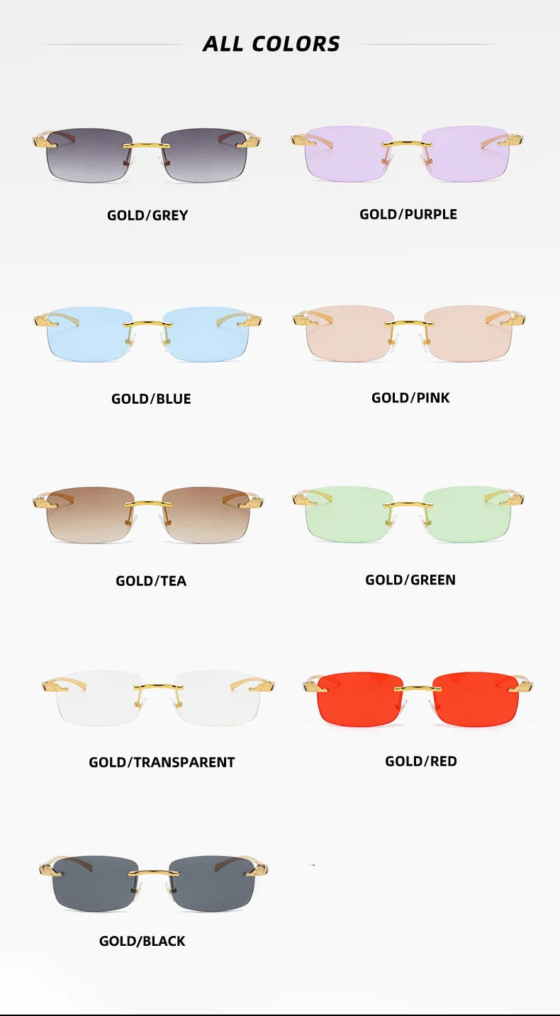 Fashion Vintage Rimless Square Sunglasses Women Men Luxury Brand Designer Popular Travel Driving Metal Small Sun Glasses