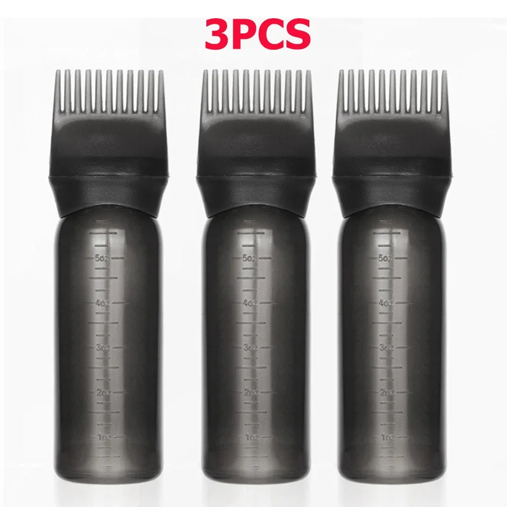 3pcs180ml Oil Scalp Applicator Root Washer Repeatable Filling Bottle Root Comb Applicator Bottle Salon Barbershop Accessories