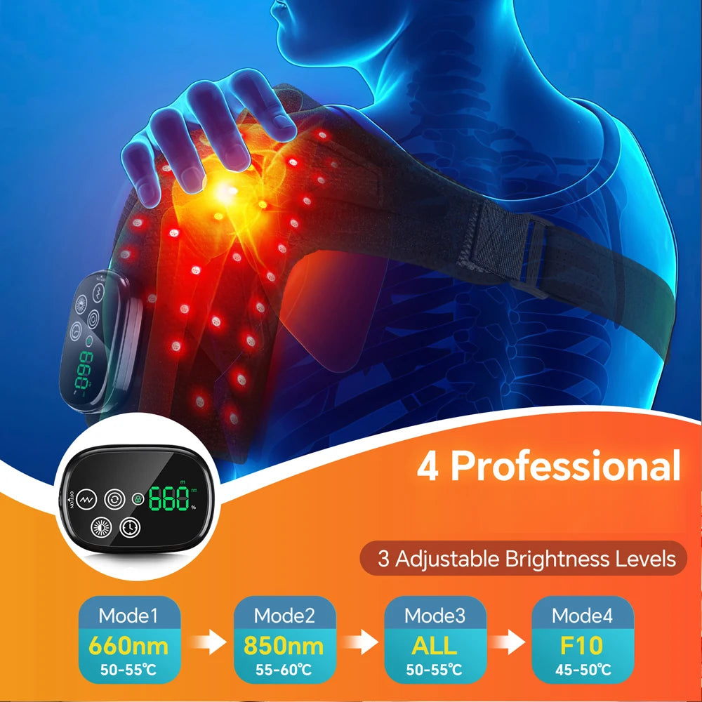 Multifunctional Shoulder/Knee Support Belt 660 and 850nm Red Light Shoulder Heating Vibration Massage Wrap Pad Warm Brace