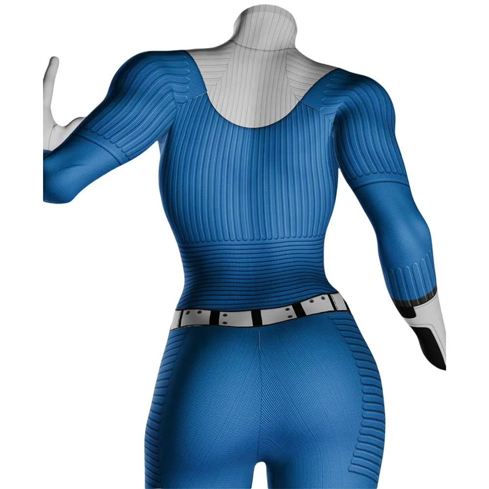 Halloween Adults Female Rivals Invisible Woman Cosplay Costumes Fantastic 4 Four Superhero Zentai Suit Bodysuit Party Jumpsuits