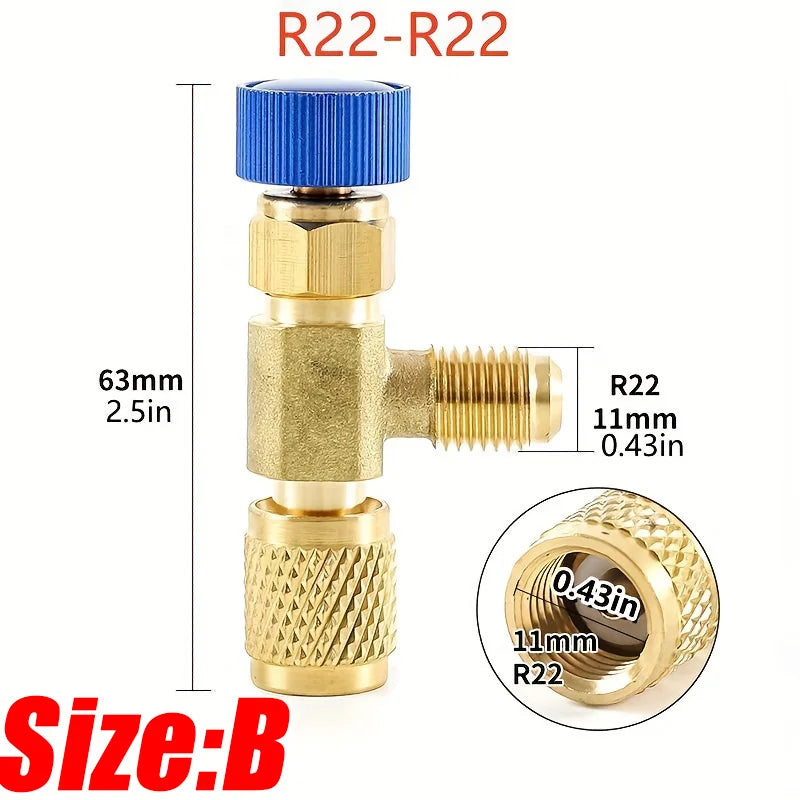 1/2/4PCS Air Conditioning Refrigerant HVAC Safety Valve R410A R22 1/4" Refrigeration Valve Charging Safety Liquid Adapter