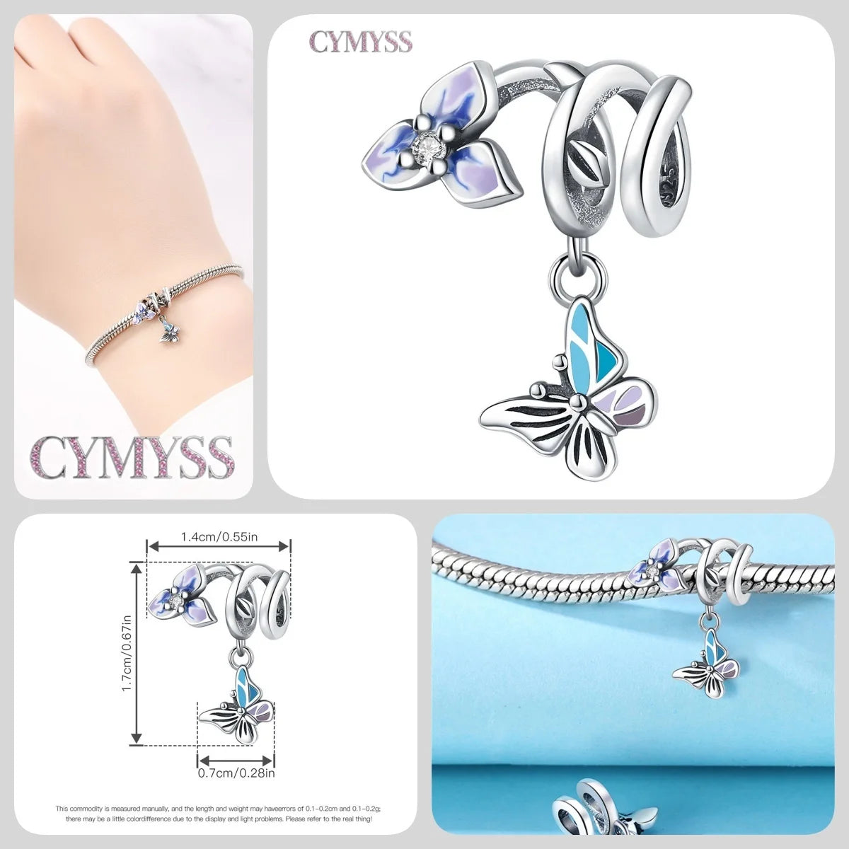 925 Sterling Silver Plated Bee Sunflower Butterfly Charm Pendant Fine Jewelry Women DIY Bracelet Necklace Birthday Party Gift