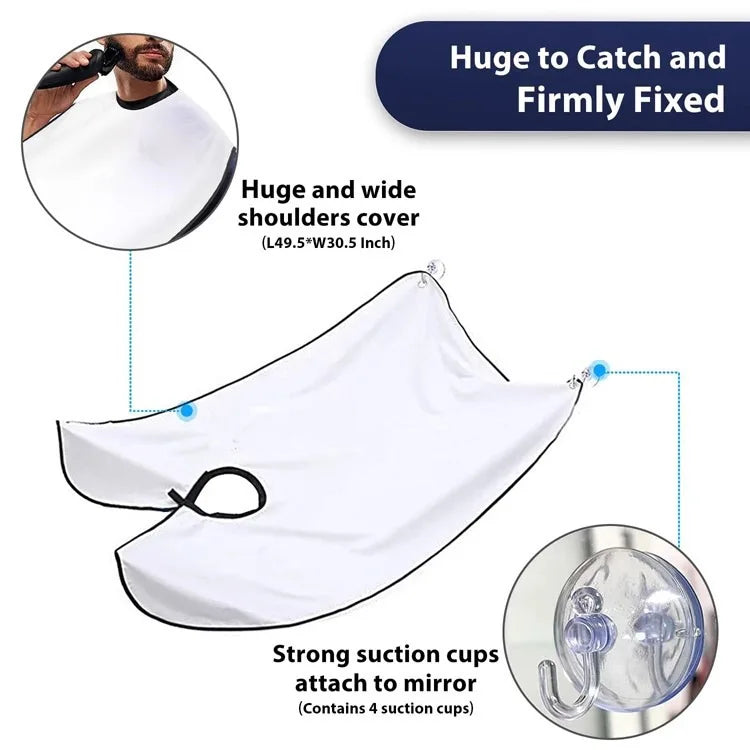 Beard Hair Cutting Catcher, Waterproof Shaving Apron with Drawstring for Home Barber, Easy Clean Hair Catcher for Men