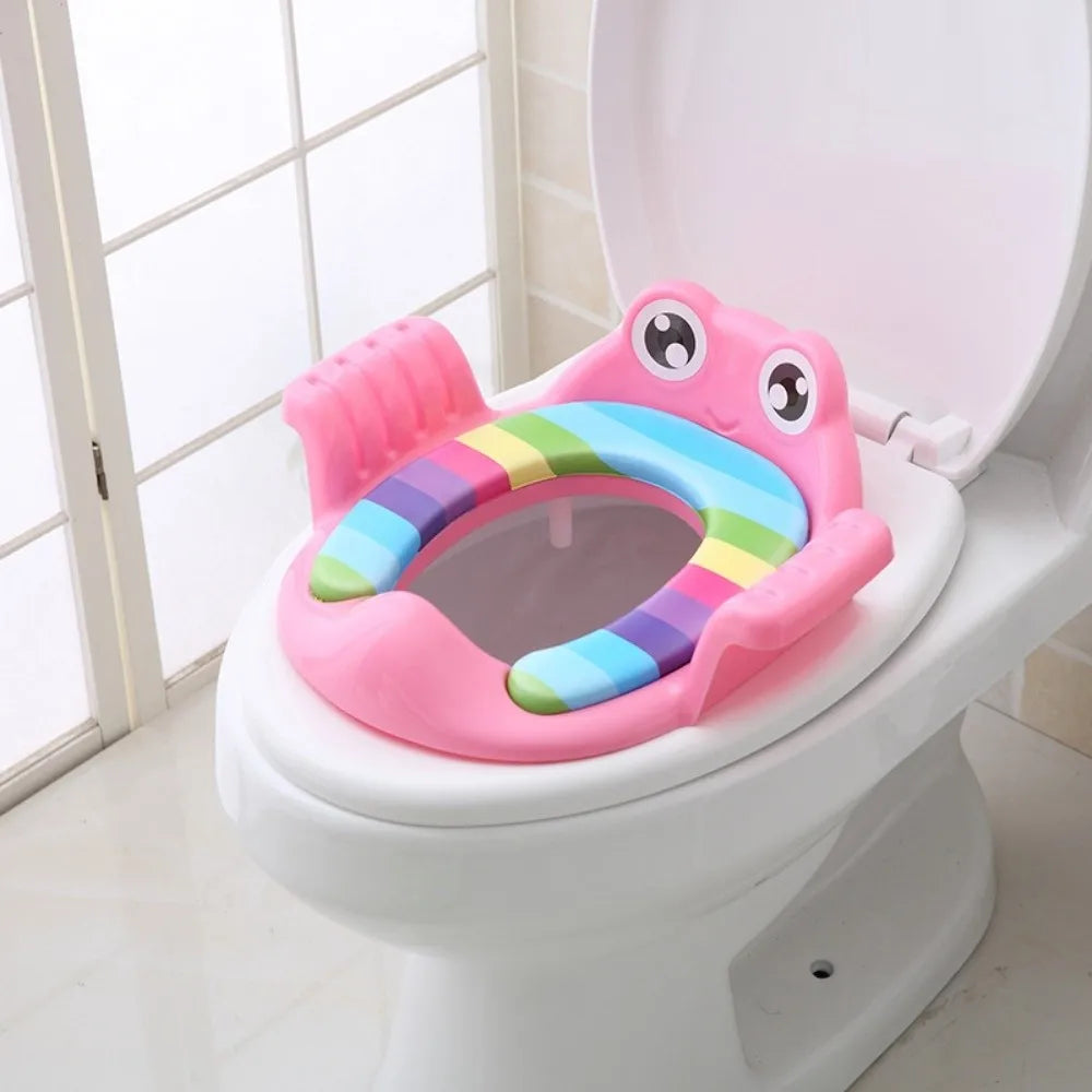 Cute Safe Baby Toilet Seat Easy to Clean Non-slip Children Potty Soft Cushion Frog shape Toddler Toilet Seat for Infant