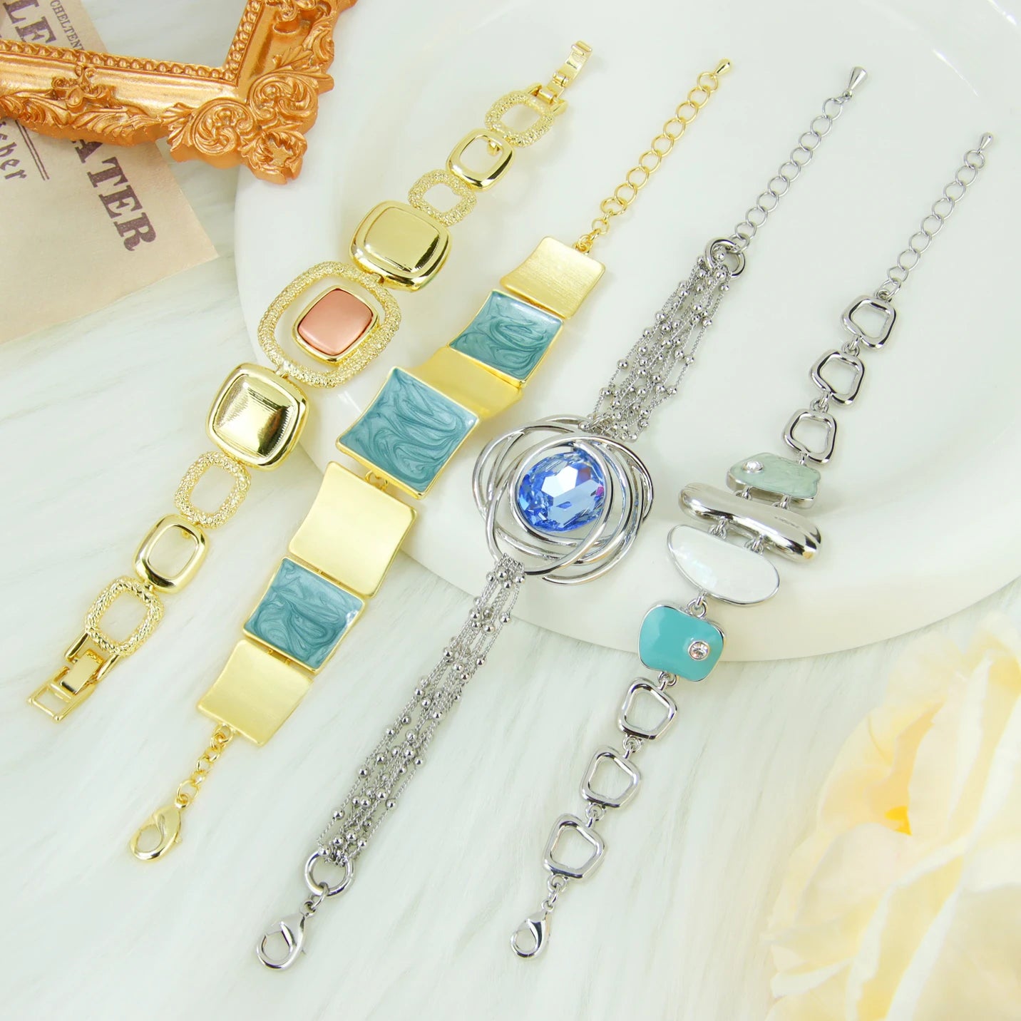 Italian Fashion Colored Crystal Bracelet Europe Bohemian Handmade Chains Brazilian Women Prom Party Statement Jewelry