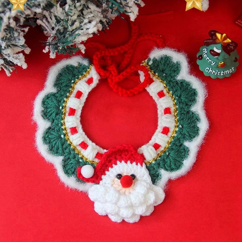 New Year Cat Collar Pet Cat Dog Scarfs Crocheted Kitten Puppy Collar Spring Festival Cat Cosplay Costume Pet Accessiories