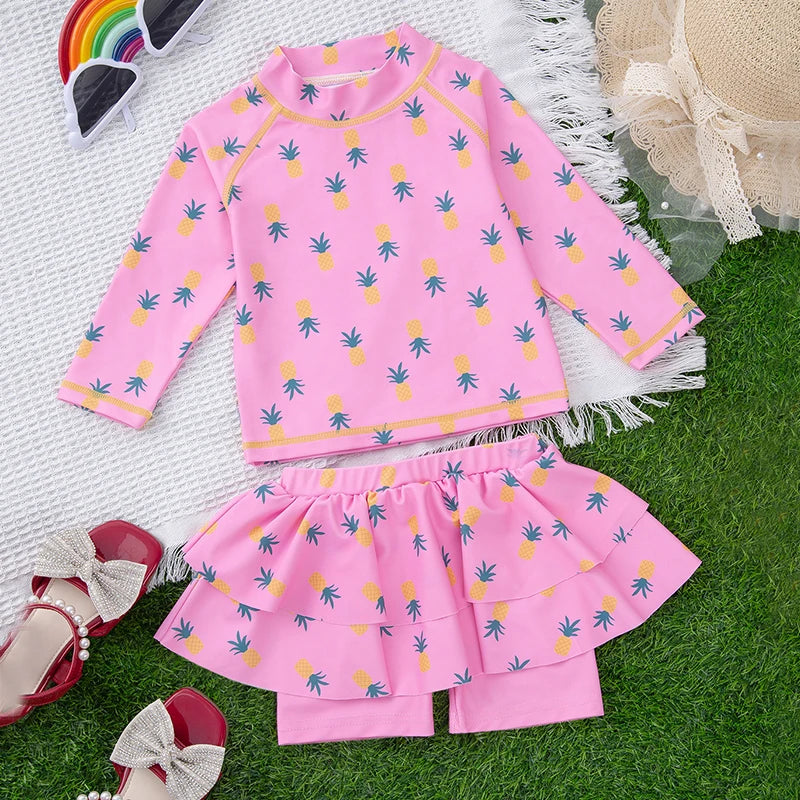 Girl and boy split swimsuit cartoon sunscreen baby boy and girl cute hot spring children's swimsuit children's accessories