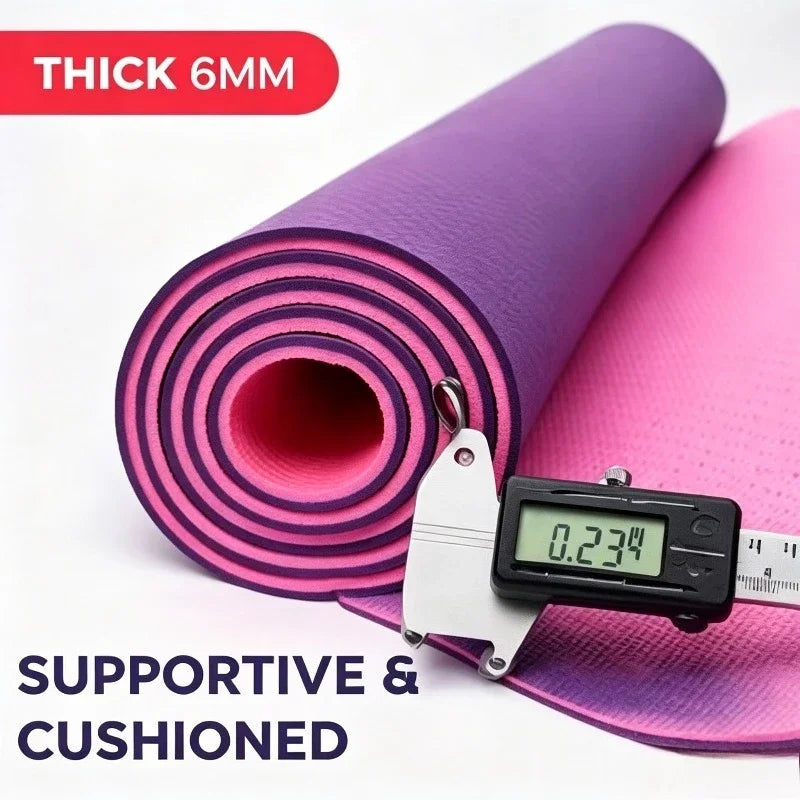 Fitness Yoga Mats Anti-slip Sport 6MM TPE Mat Blanket Exercise Yoga Pilate Gymnastics Mat Equipment Floor Work 6MM Thick TPE