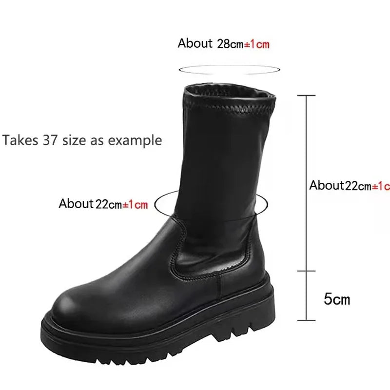 Gladiator Motorcycles Over The Knee High Boots Women 2022 Winter New Platform Chelsea Female Shoes Designer Snow Stretch Botas
