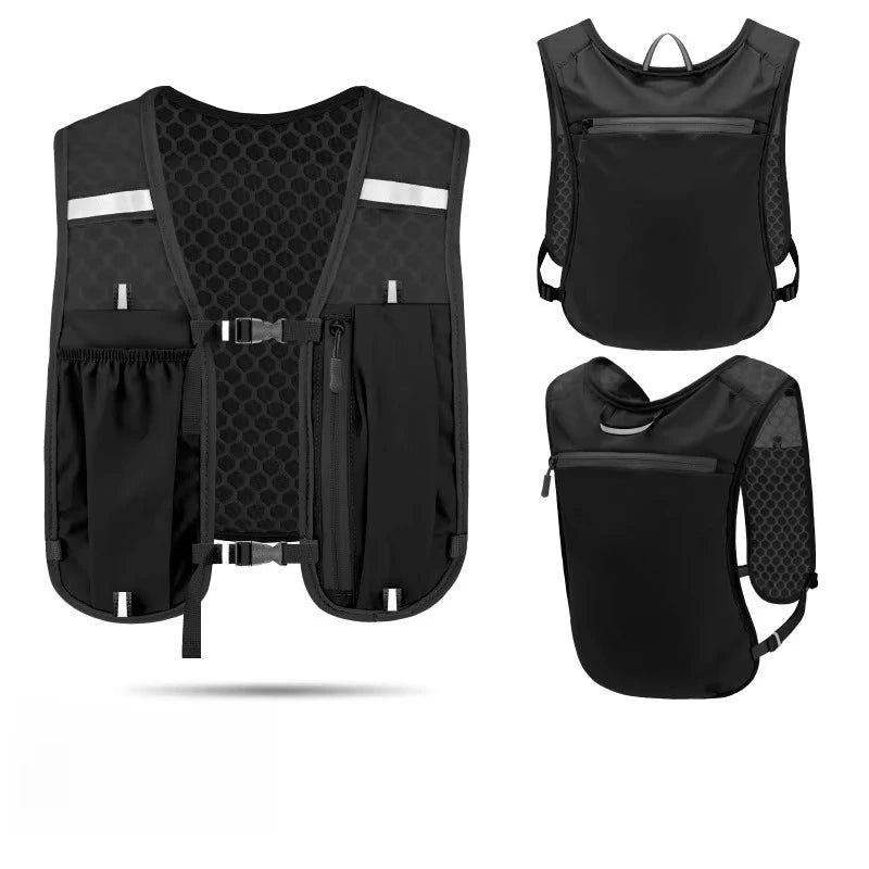 Lightweight Ergonomic Running Hydration Vest, Reflective Water Bottle Backpack for Cycling Walking Kayaking Outdoor Sports