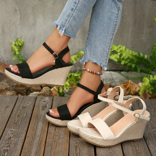 Women's Sandals Fashion Wedge Sandals Summer Casual Outdoor Beach Shoes Peep Toe Platform Women Shoes High Heel Buckle Sandals