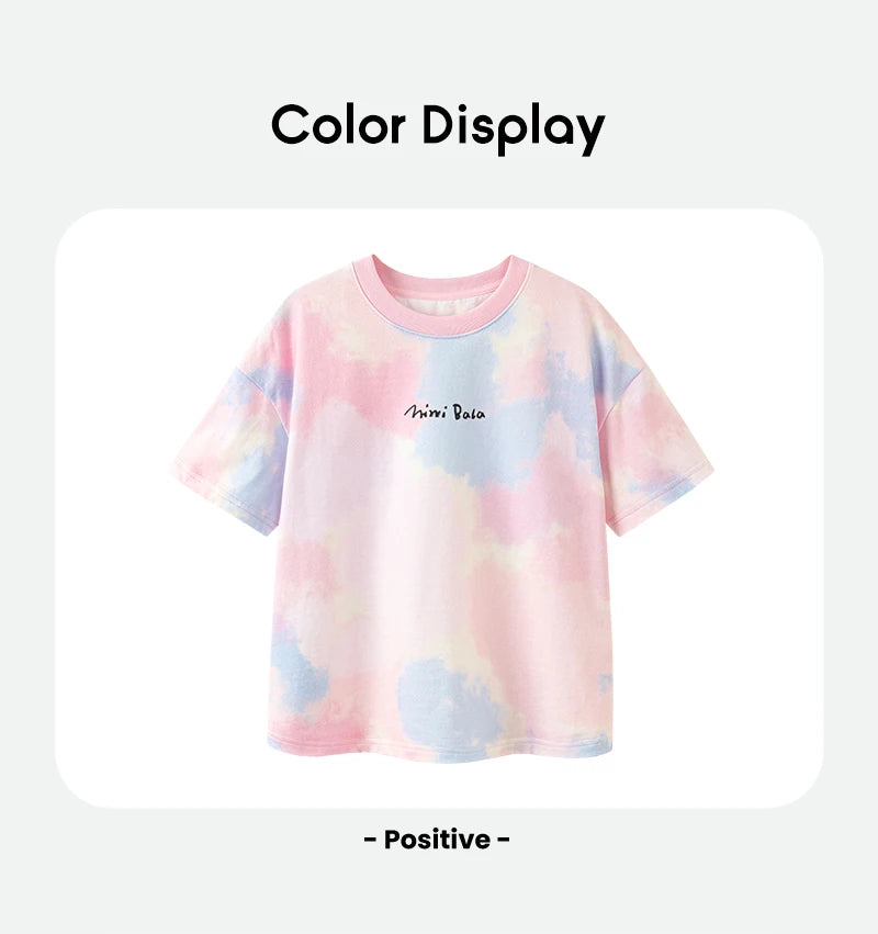 Mini Bala Short Sleeve T - Shirt Boys and Girls Baby Summer Clothes Breathable Pure Cotton Soft Cool Tie - dyed Kids Top