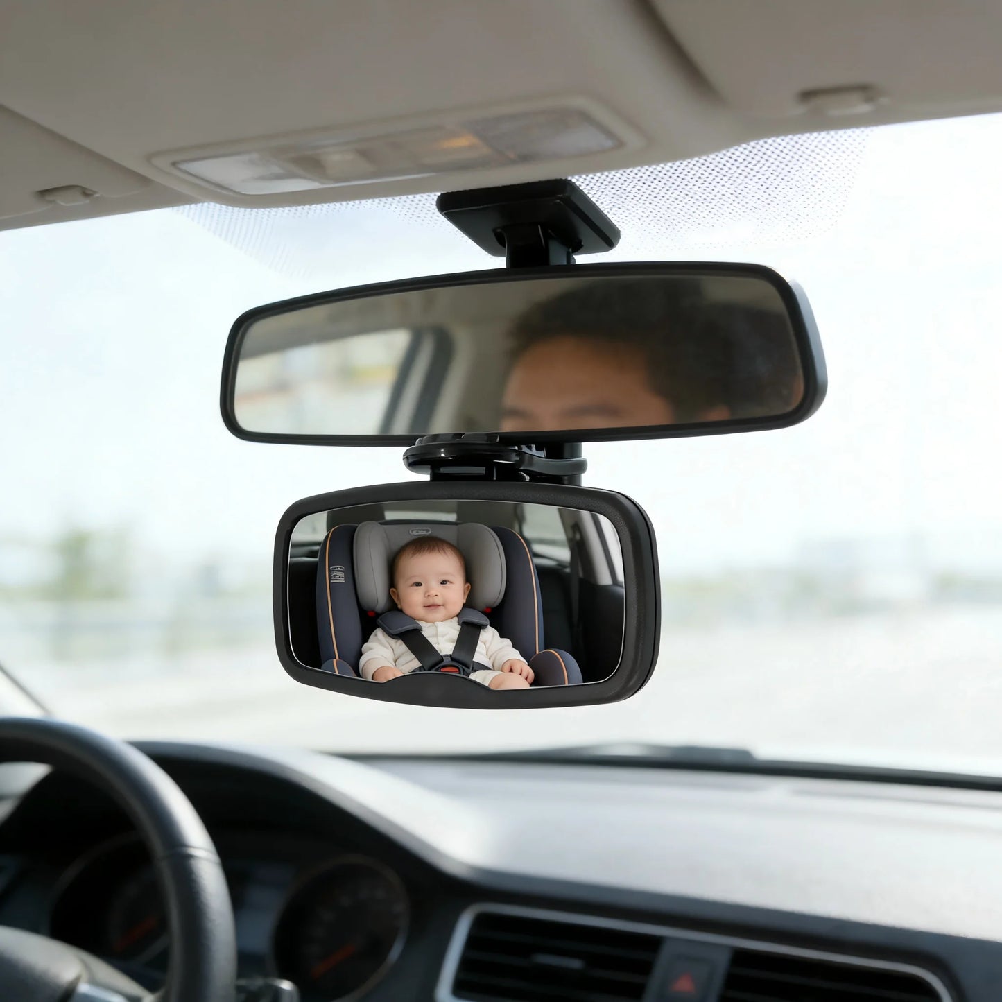 1PC & 2PC Shatterproof & Shakeproof Forward Facing Baby Car Mirror - Clip On Car Mirror for Baby, Newborn Essentials